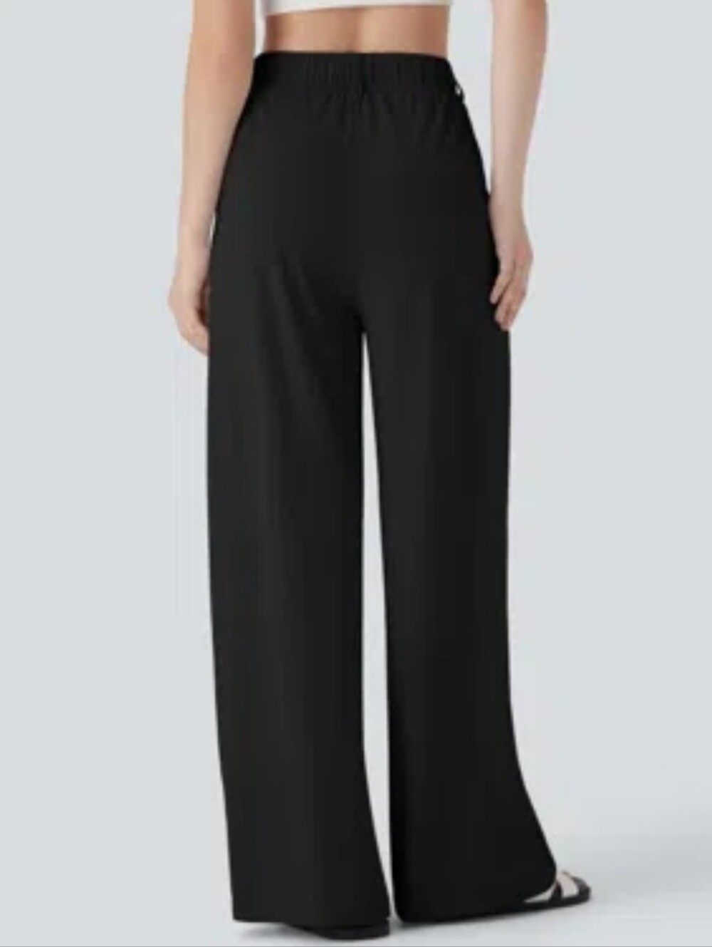NEW! Halara Wide-Leg High-Waisted Cool Touch Casual Black Pants Size LP - Picture 3 of 6